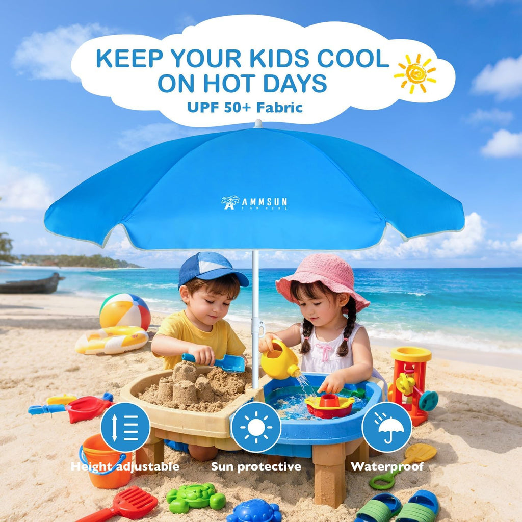 5ft Seaside Beach Umbrella for Sand and Water Table - Kids Durable Umbrellas for children Beach Camping Garden