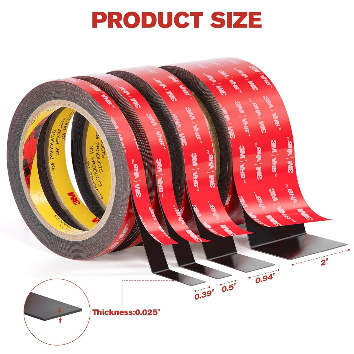 Double Sided Tape Heavy Duty 0.39" Mounting Tape VHB 5925 Black