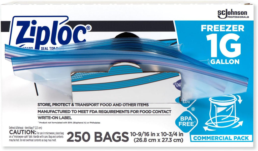 Ziploc Gallon Freezer Bags, Grip n Seal, 250 Count