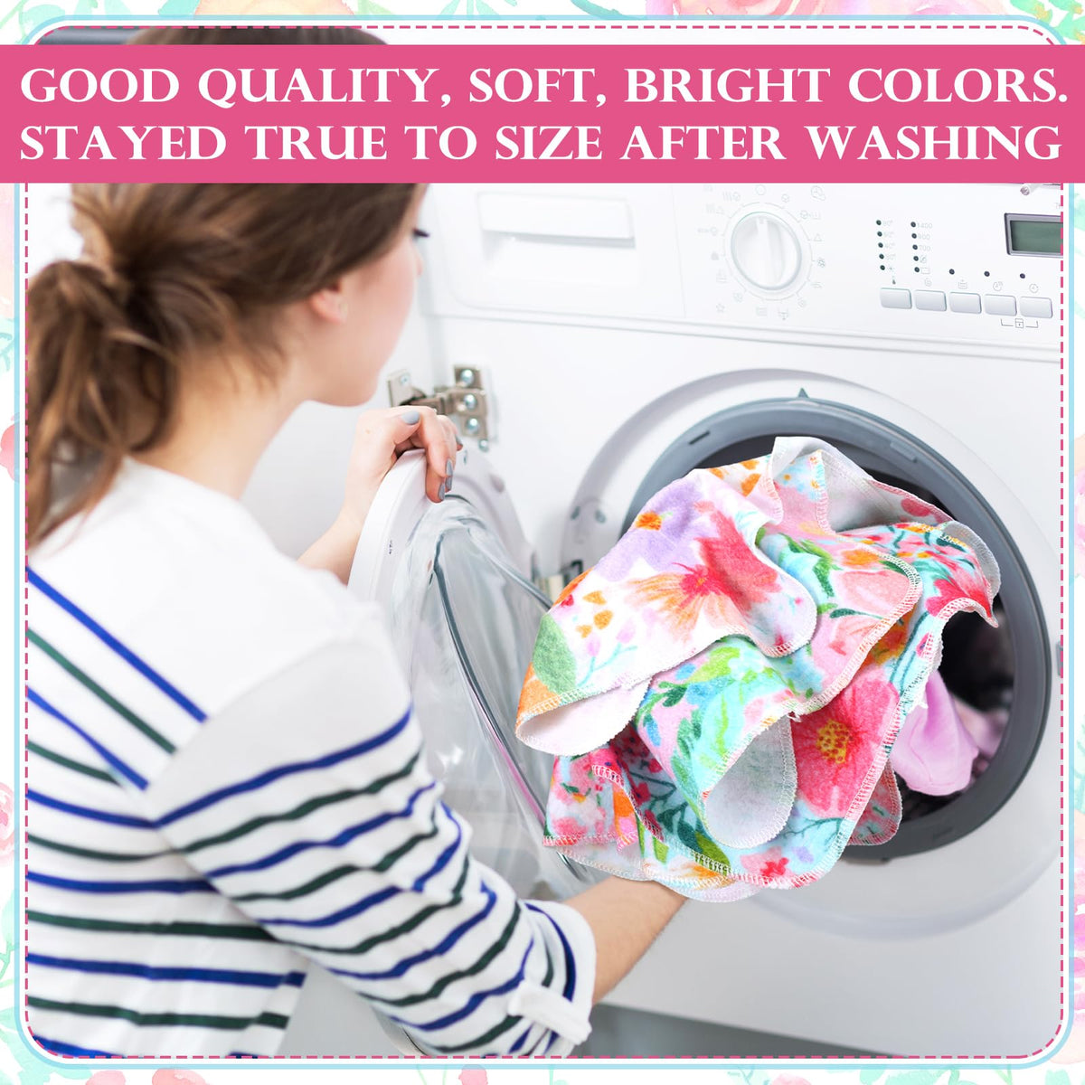 36 Pack Reusable Cloth Kitchen Paper Towel, Bright Flowers