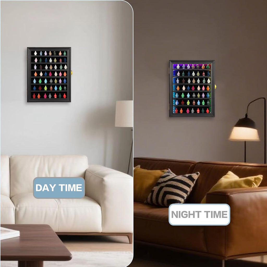 LED Minifigure Display Case - Building Block Toy Large Black