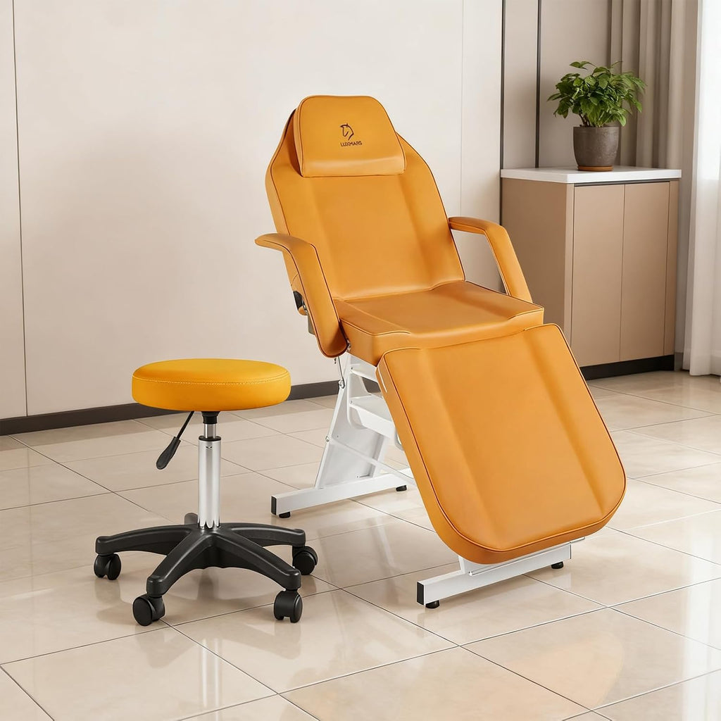 Facial Chair,73″ Tattoo Chair for Client,3-Section Adjustable Massage Table with Stool,Multipurpose Beauty Beds Salon