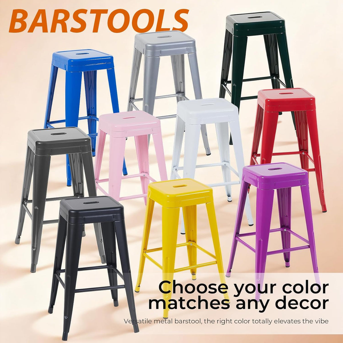 Moonlight Silver Metal Bar Stools Set of 4, 30"