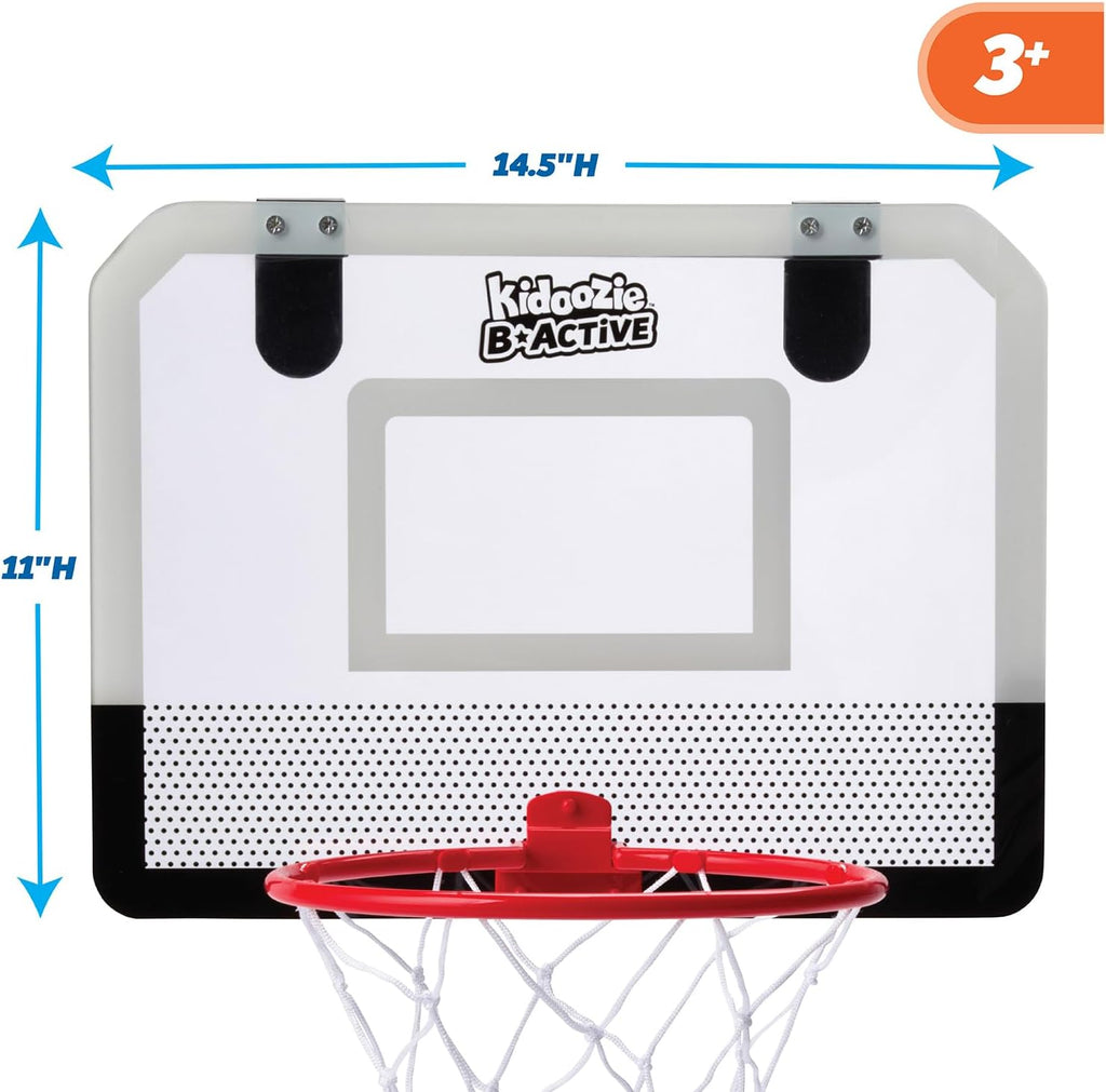 B*Active Doorway Dunkers Basketball – Indoor Basketball Game with Backboard, Rim, Net, Mini Basketball, Pump &