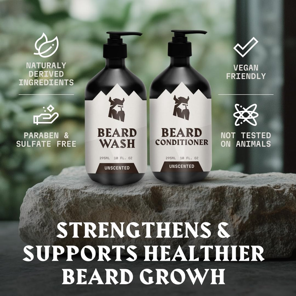 Beard Shampoo & Conditioner - 10 Oz Each, Unscented