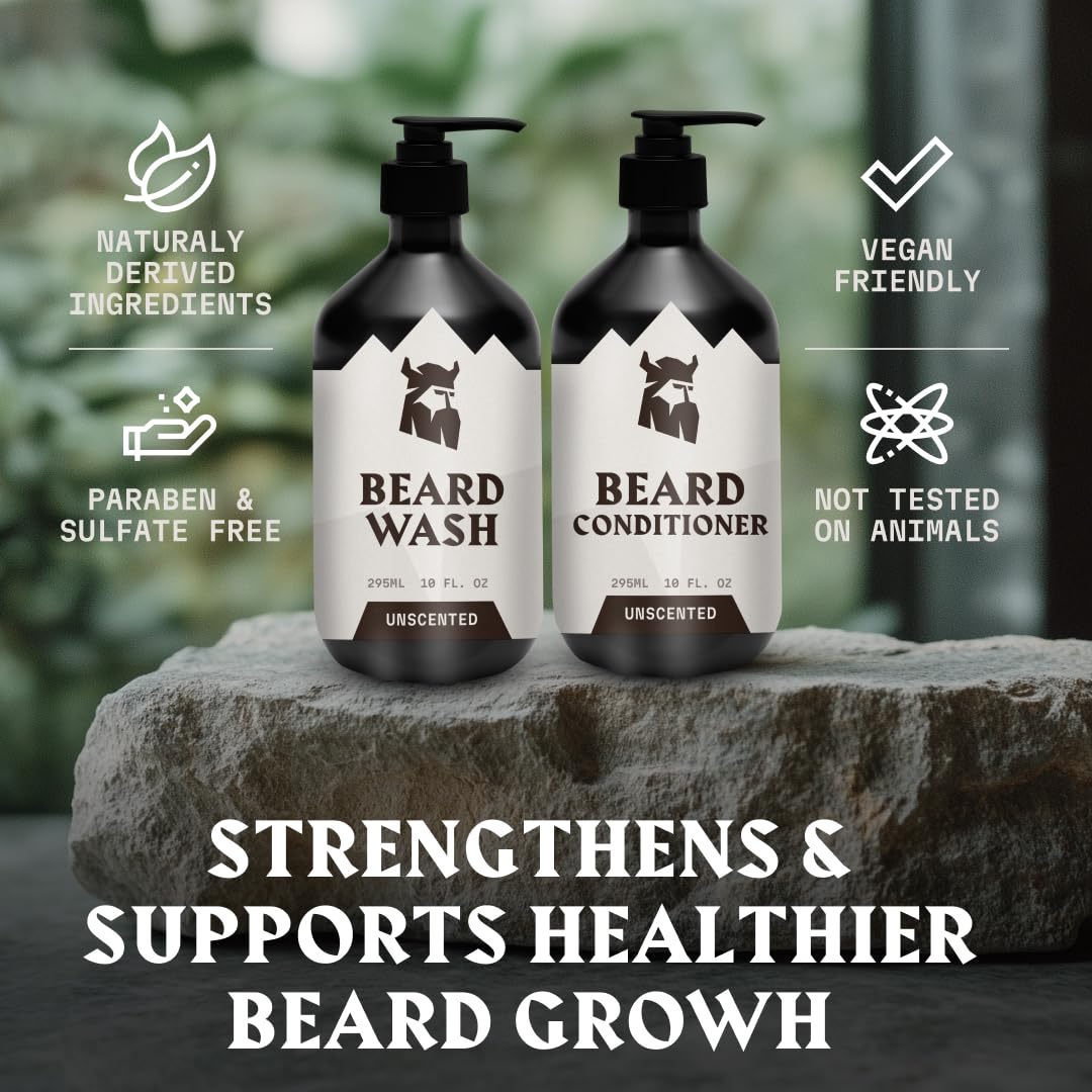 Beard Shampoo & Conditioner - 10 Oz Each, Unscented