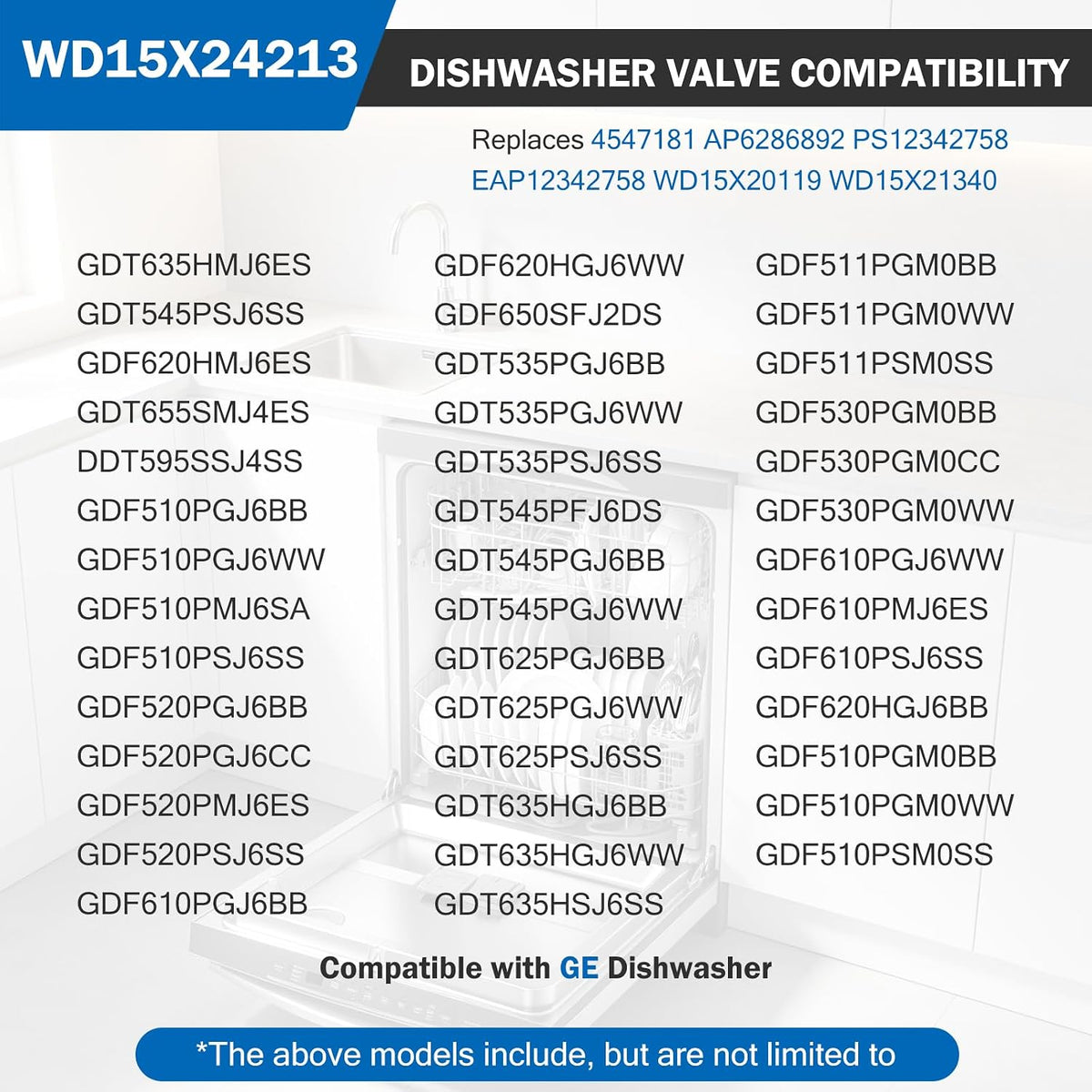 Dishwasher Inlet Valve 265D2393P003 for GE GDT655SGJ5BB