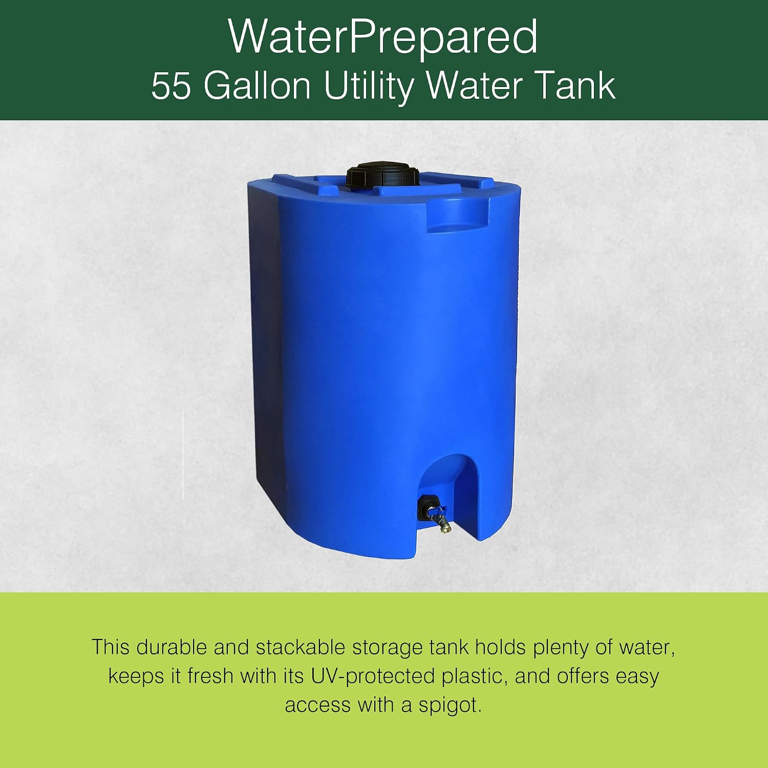 55 Gal Stackable Design Utility Water Tank with Large Cap (2 Pack) | Emergency Water Storage Tank with Large Cap and