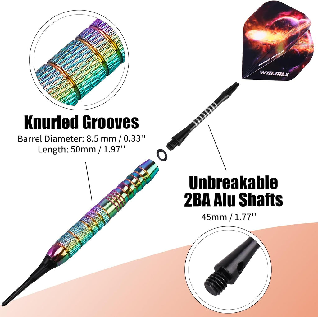 Darts Plastic tip 12 Pcs Soft tip Darts for Electronic Dart Board | 12 Elegant Professional Soft Tip Darts（18g）, 24