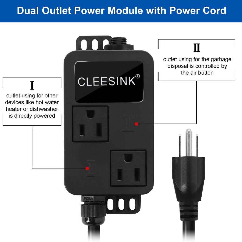 Garbage Disposal Air Switch Kit Dual Outlet Black Long 2.5“ by CLEESINK