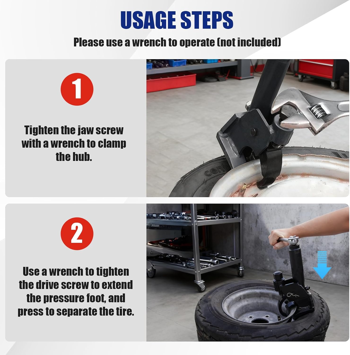 Manual Tire Bead Breaker – Heavy-Duty Bead Buster with Rubber Pad, 38-42 Inch (97-107cm) for Tire Removal, Works for