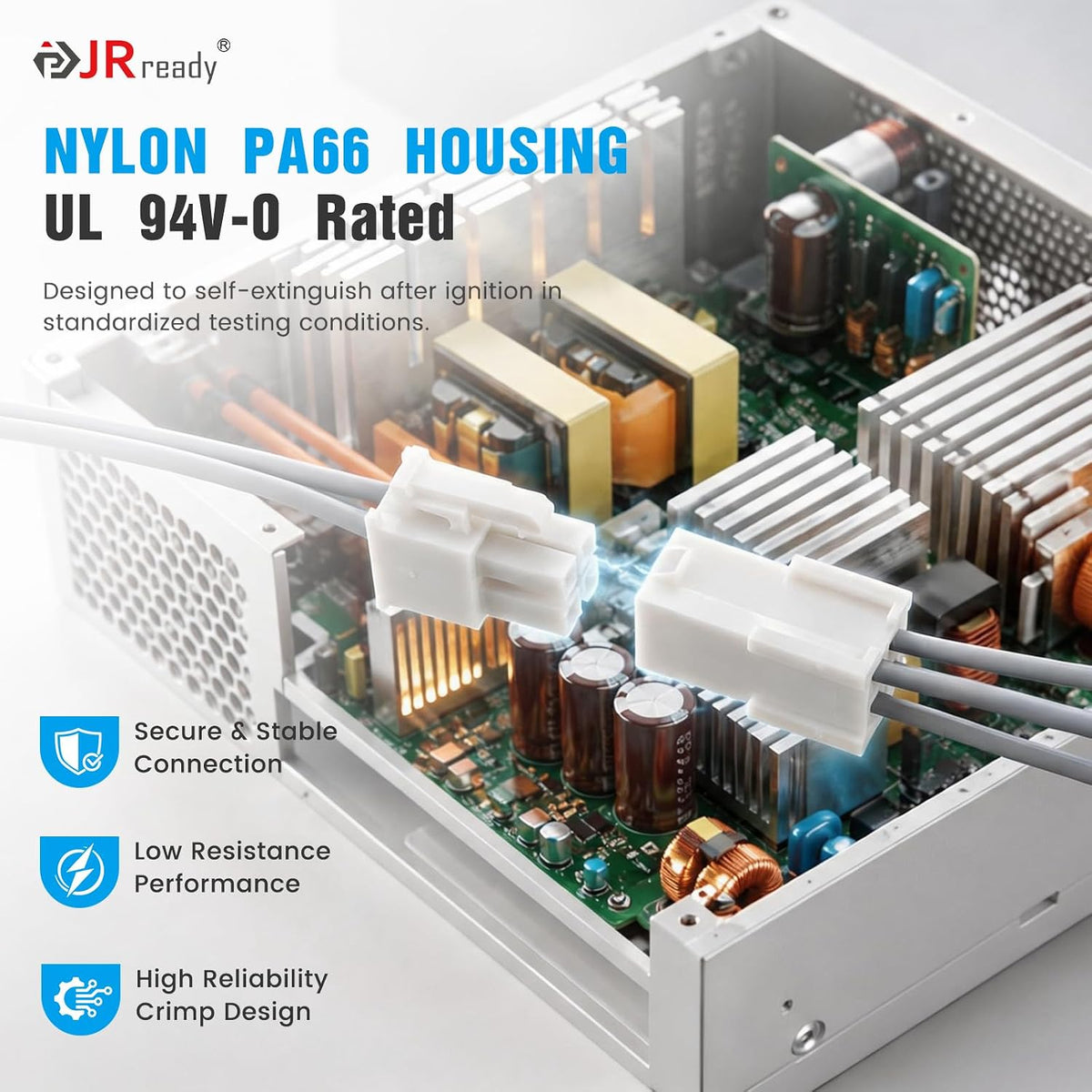 JRready Molex Mini-fit Jr 4.2mm 2 Pin Connector 5559Series Housing Dual Row 2 Circuits 39-01-3029 39-01-2025 with Crimp Terminal Pins Sockets 18-24AWG 8 Complete Set ACTCRH6A08