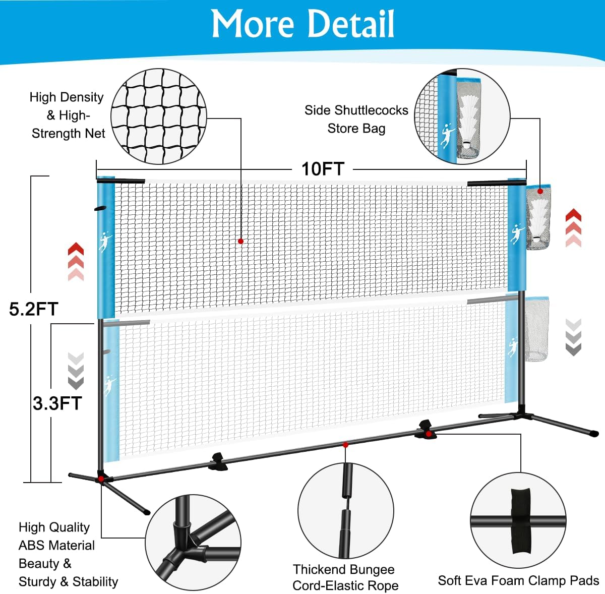 Pickleball Badminton Net Set for Backyards, All-in-One Portable Volleyball Combo Set with Adjustable Net, Volleyball