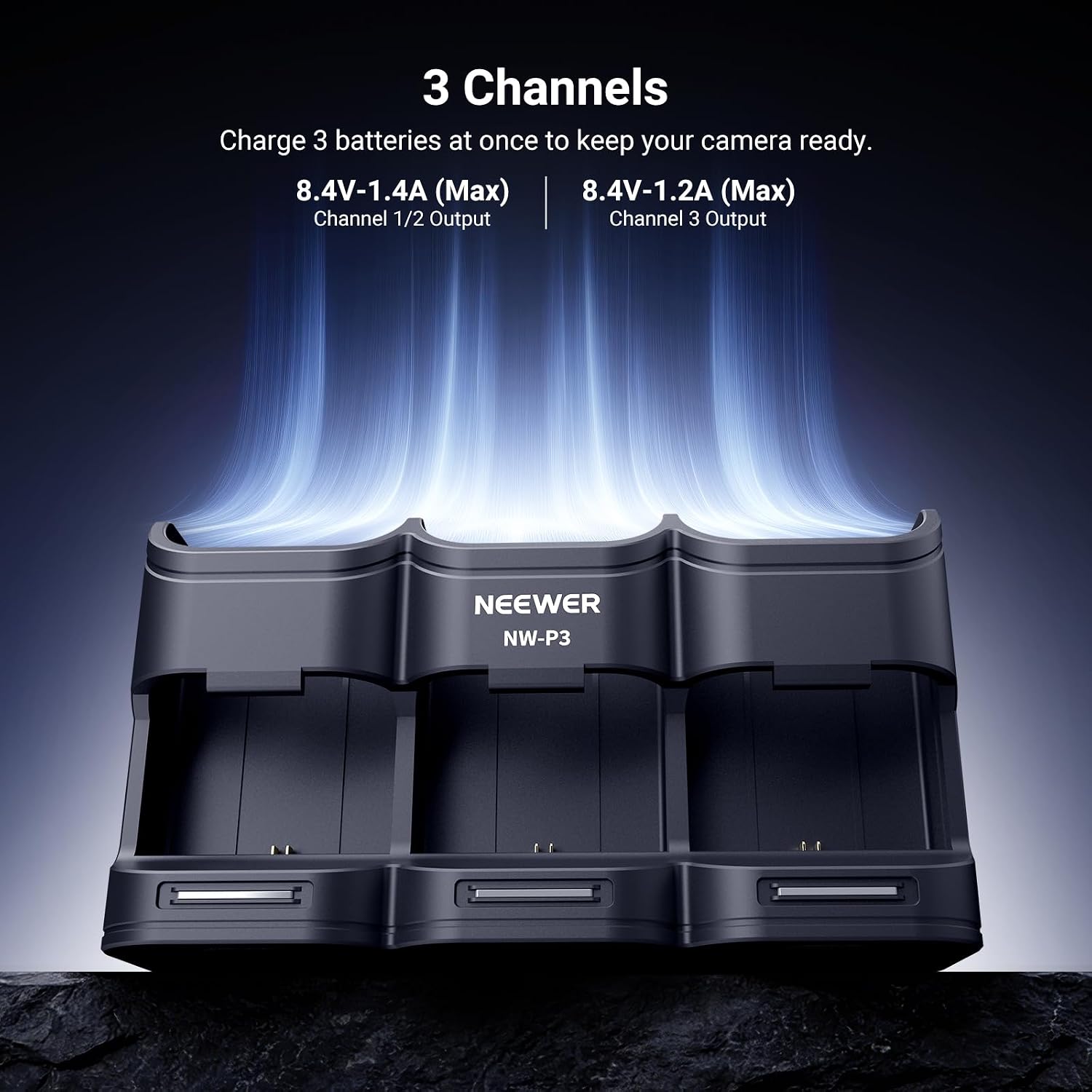 BASICS 3 Channel USB Camera Battery Charger for LP-E6 LP-E6N LP-E6NH LP-E6P, 36W PD Fast Charging Fully Charges 3