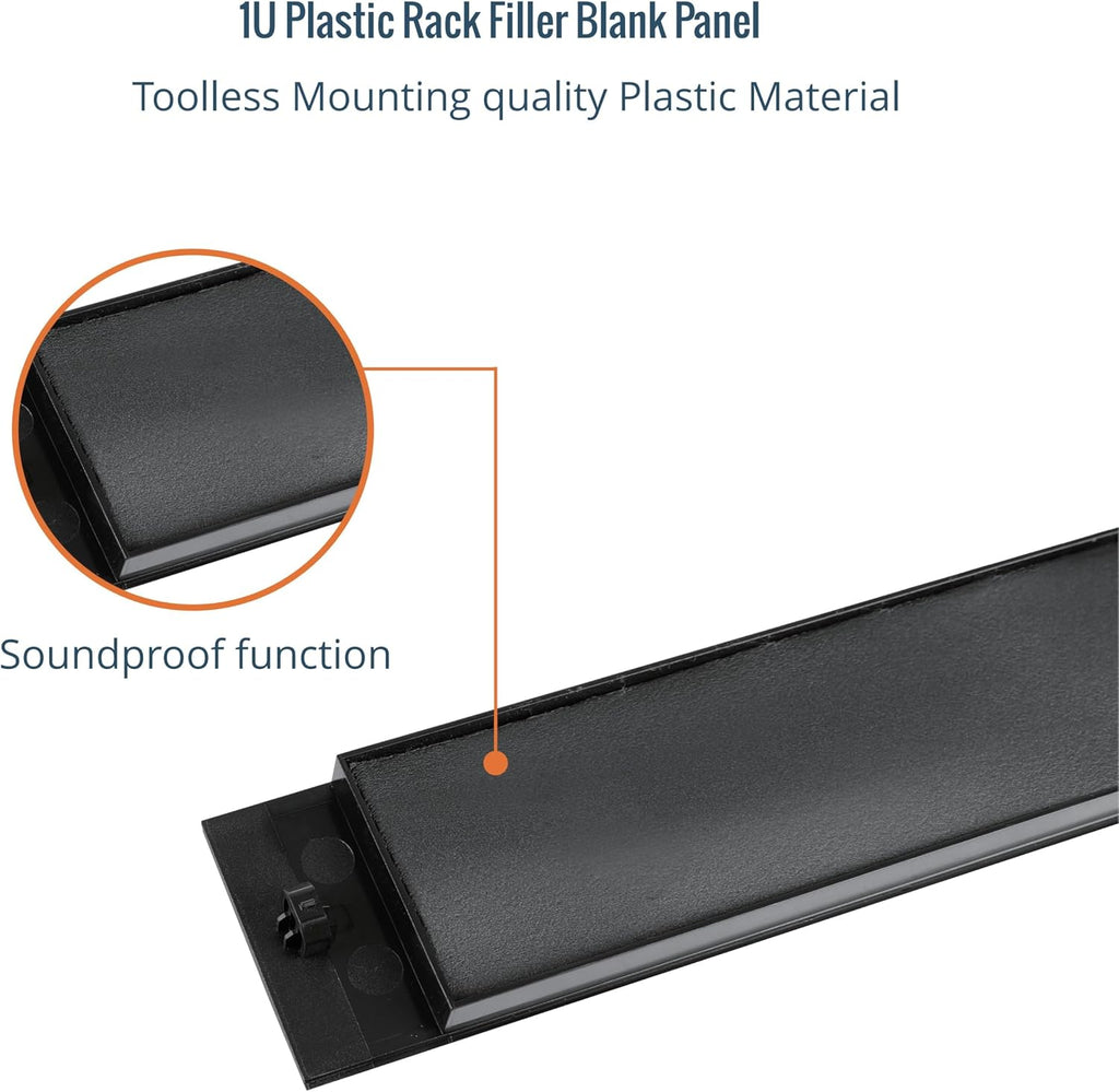 Tecmojo 1U Blank Panel, Plastic Rack Blank Panel, Rack Mount Plate for 19 in Server Rack Enclosure or Network Cabinet, Toolless Mounting, Black(10 Pack)