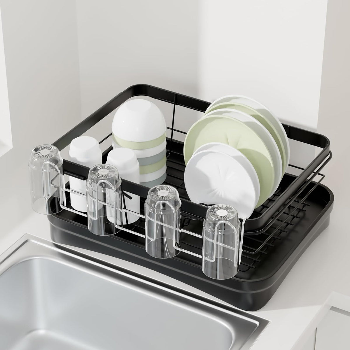 12 Inch, Stainless Steel Cup Drying Rack with 4 Hooks Kitchen Mug Holder