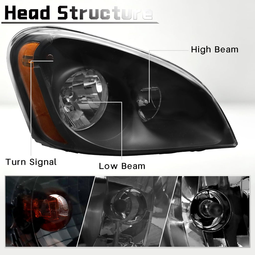 Headlights Assembly Fit for 2008-2016 Freightliner Cascadia Pair