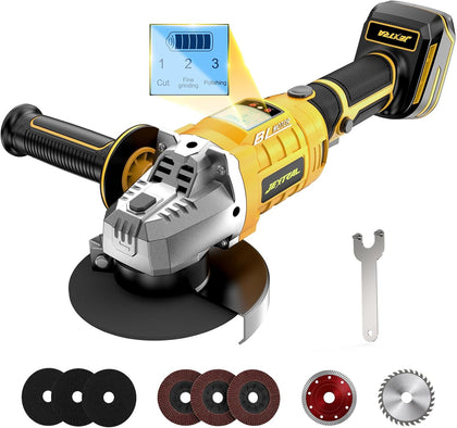 Cordless Angle Grinder 4-1/2 Inch, Adjustable Cordless Grinder Compatible with De-Walt 20V MAX Battery, Brushless