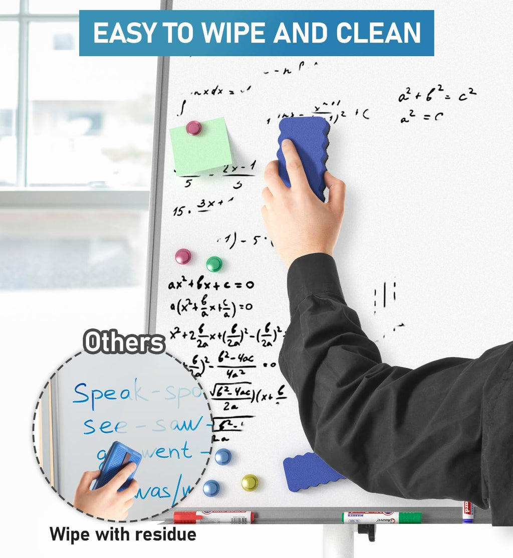 Mobile Whiteboard 36"x 24" Magnetic Dry Erase Board, Height Standing | Height Adjustable Standing Easel with 5