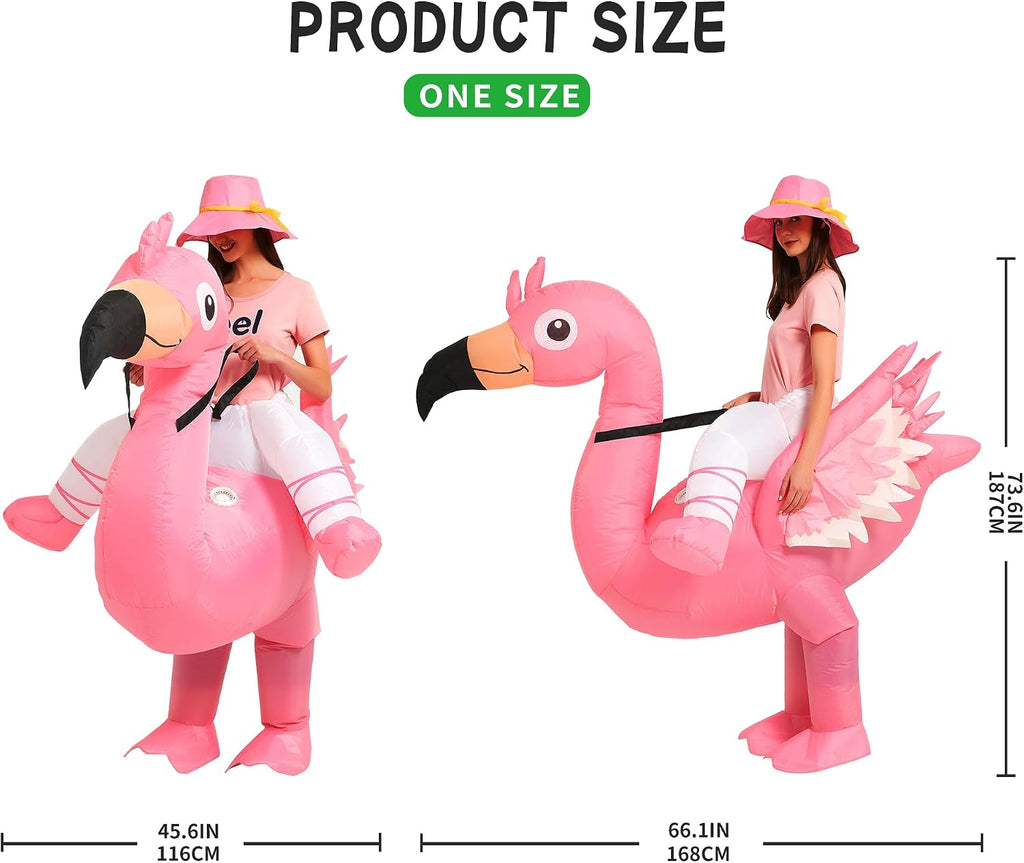 Halloween Inflatable Costume Adult Blow Up Ride Flamingo Suit Men Women