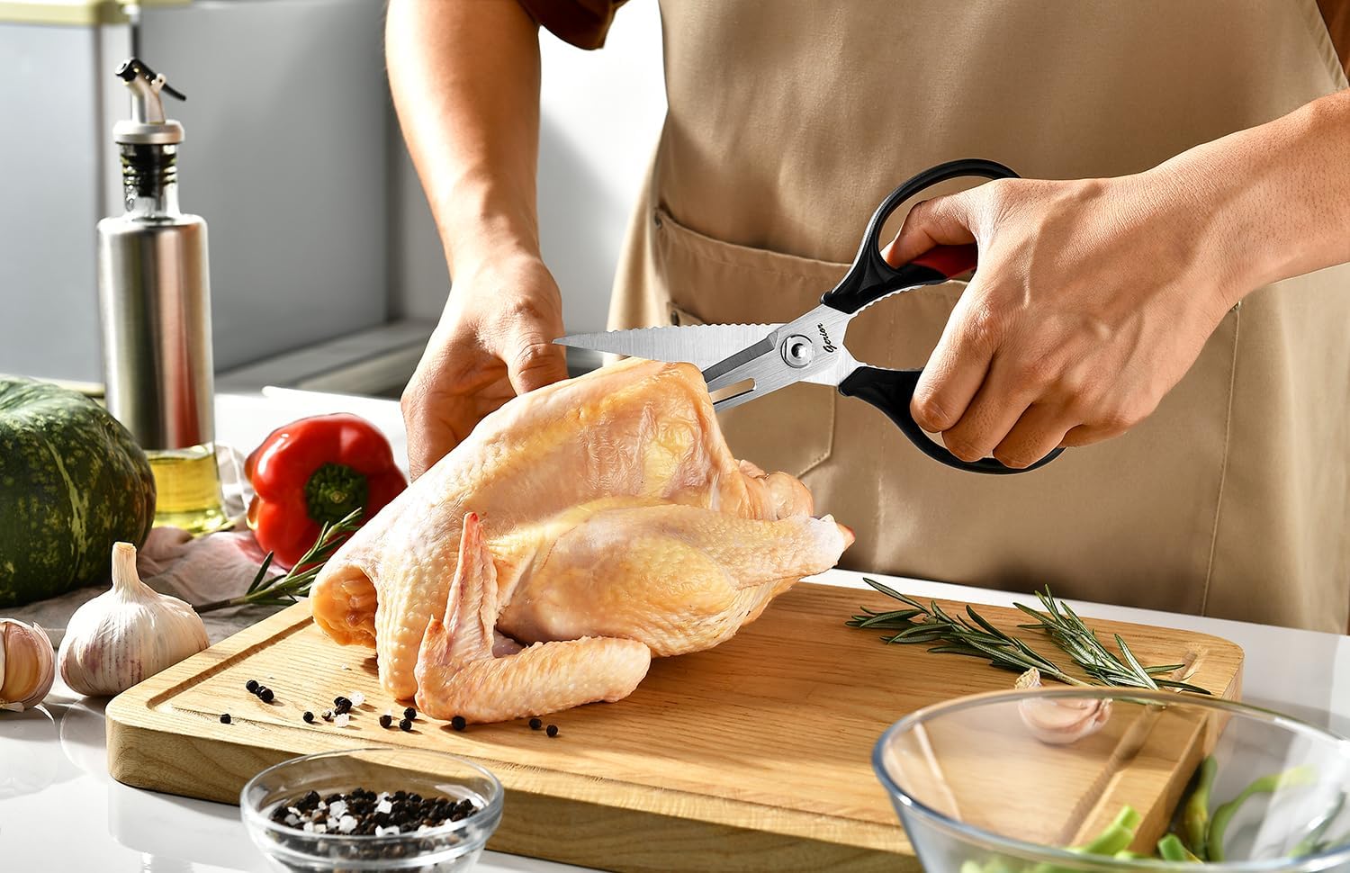 Kitchen Scissors - Heavy Duty Utility Come Apart Kitchen Shears for Chicken, Meat, Food, Vegetables - 9.25 Inch Long
