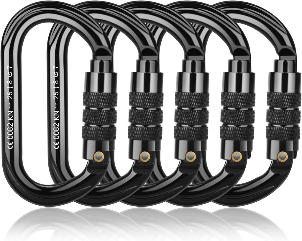 CE Certified Auto Locking Climbing Carabiners, Professional 25KN (5620 lbs) Heavy Duty Caribeaners for Rappelling