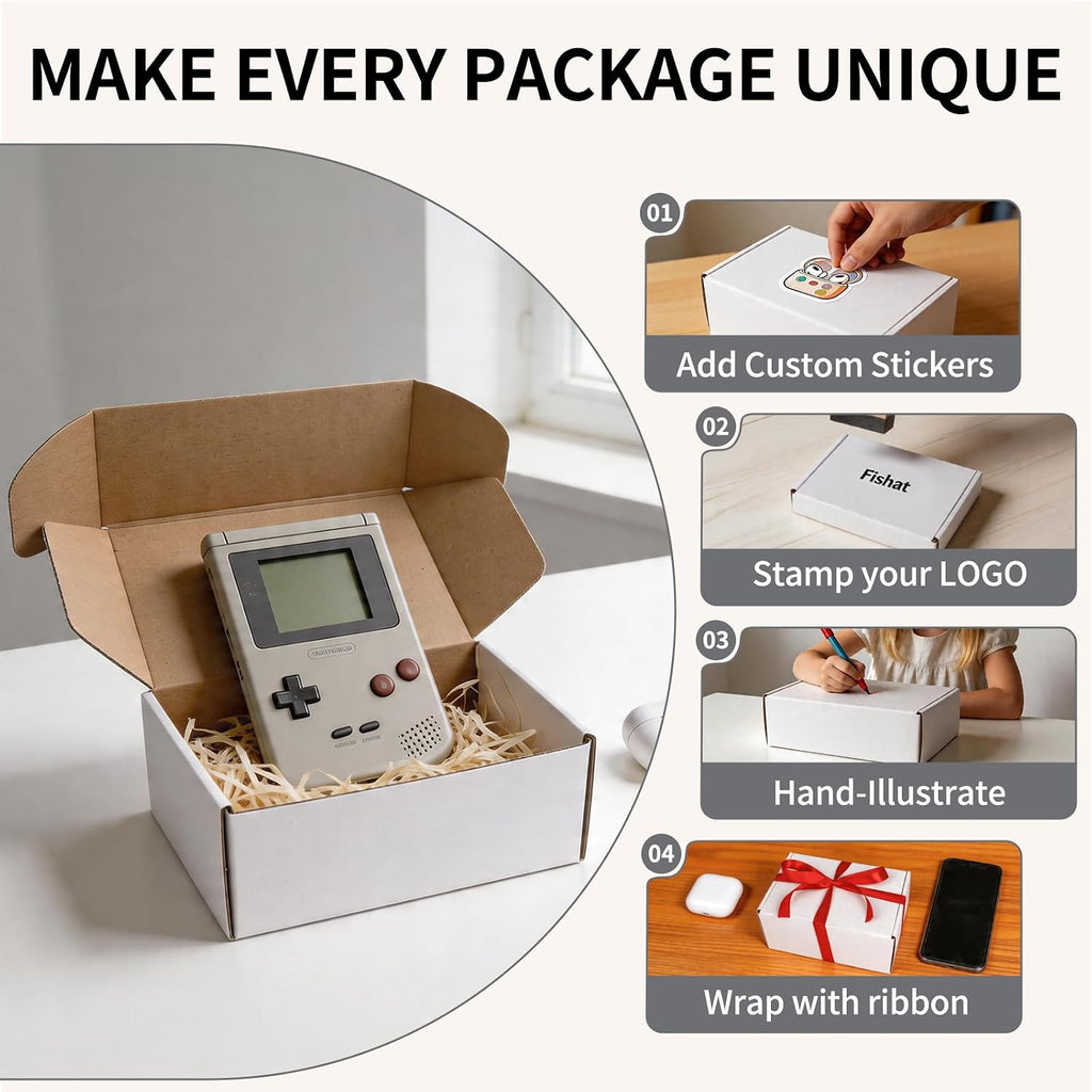 9" x 6" x 4" White Corrugated Cardboard Shipping Boxes Set of 25