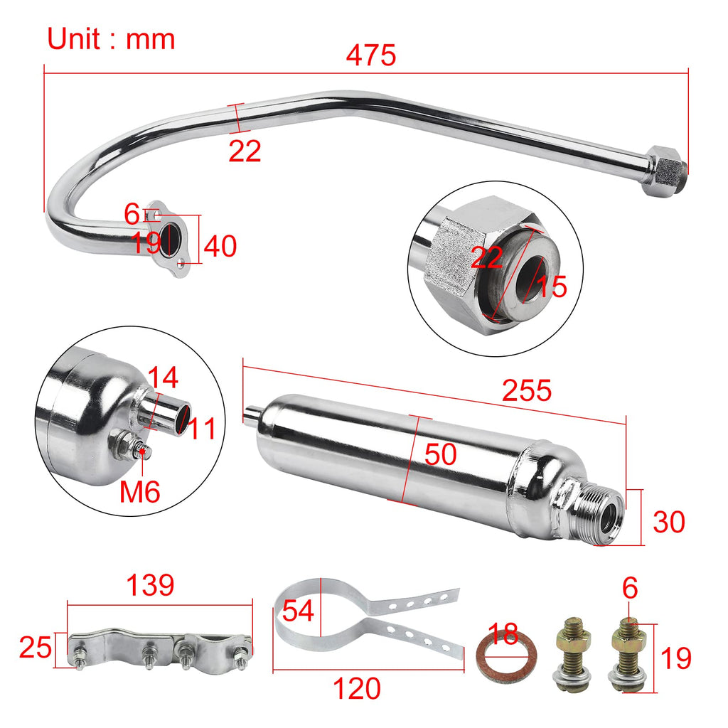 FLYPIG Chrome Muffler Exhaust Pipe for 49cc 50cc 66cc 80cc