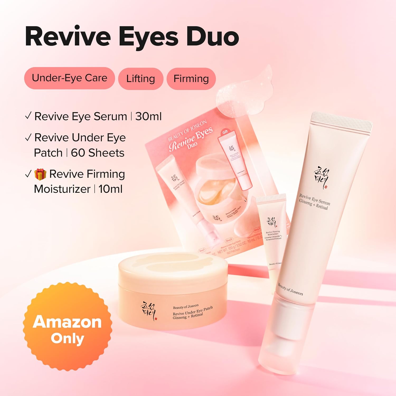 Revive Ritual Eye Duo With Retinol Moisturizer Gift | Daily Korean Skincare for Firmer Under Eyes, Visibly Lifting