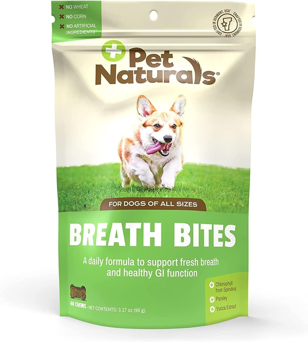 Breath Bites for Dogs – Breath Freshener Chews, Spirulina, Parsley, and Mushroom Extract, Fights Bad Breath in Small