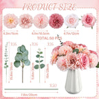 98pcs Artificial Flowers with Stems, Pink Color