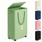 Slim Laundry Hamper with Wheels,20 Gal (75L) Rolling Laundry Basket with lid and wheels Clothes Hamper Foldable Tall