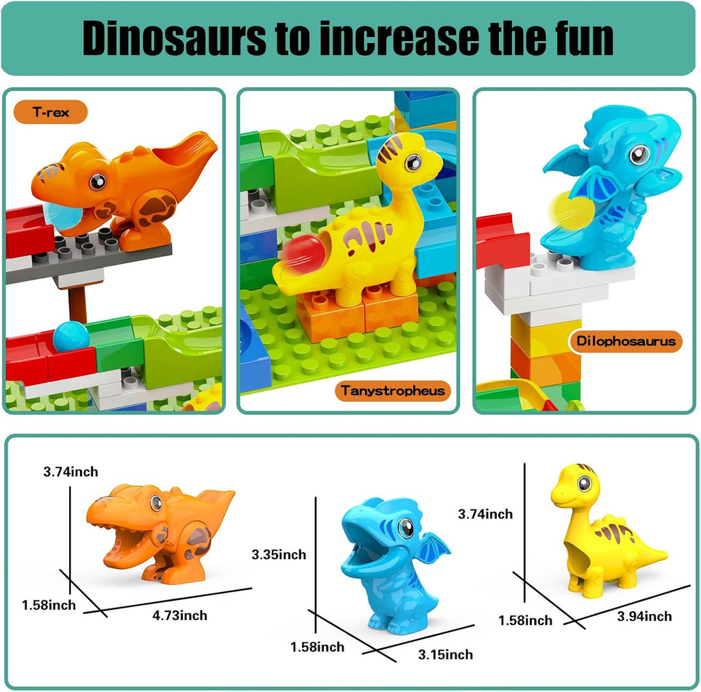 Dinosaur Marble Run, Building Blocks for Toddlers 3 4 5 6 7 8+