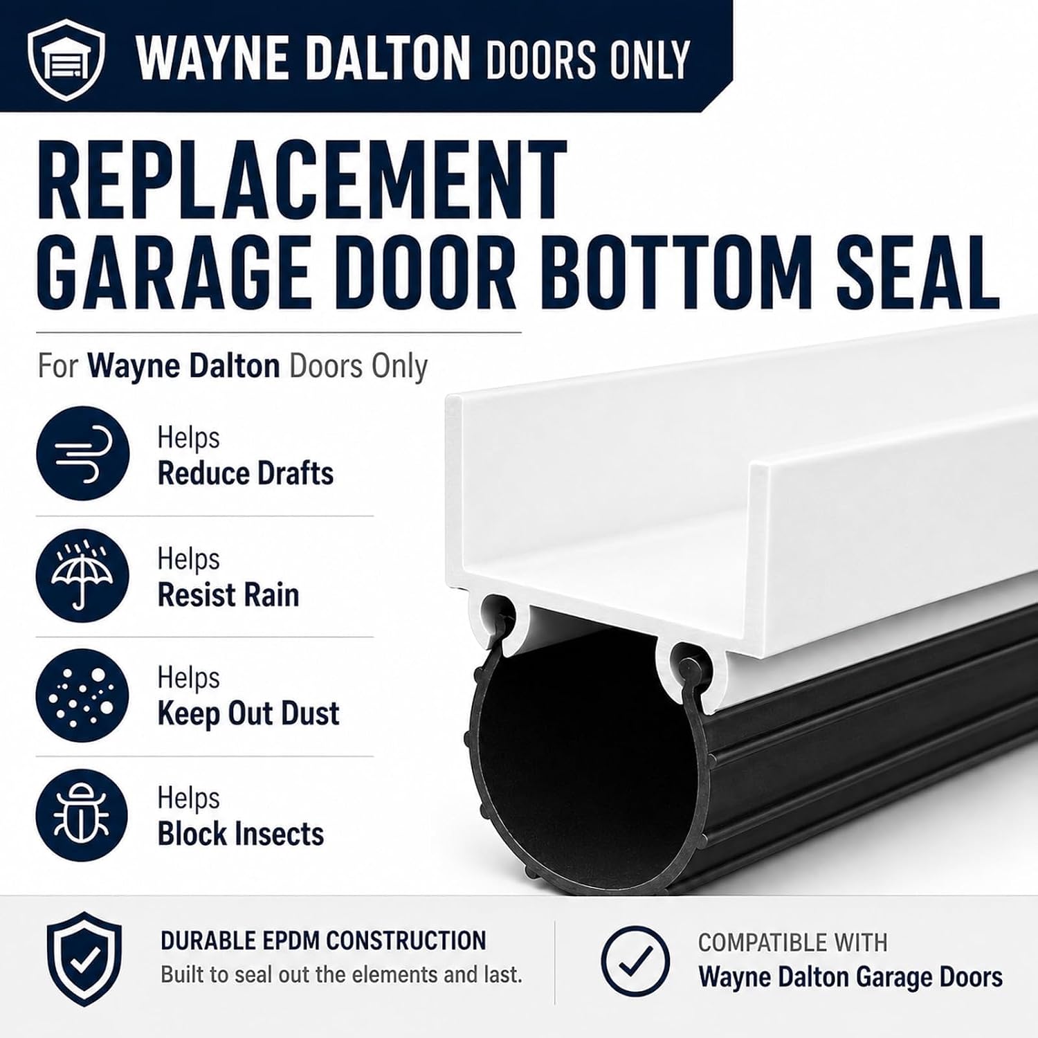 Garage Door Seal for Wayne Dalton 154448, 5/32 in Bead, 10 ft