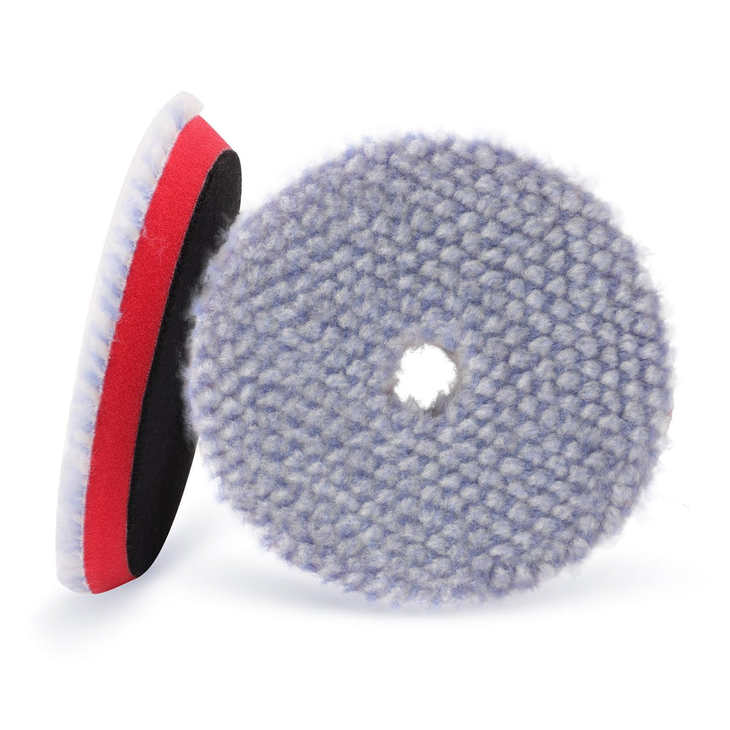 Wool Polishing Pad, 2Pcs 5''(125mm) Coarse Wool Cutting Pad, Coarse Woolen Pad BlueWool Buffing Pads Set with Hook