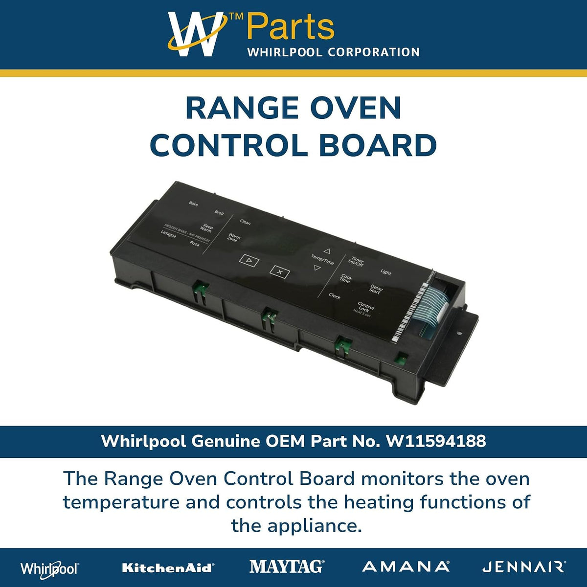 Whirlpool W11594188 Genuine OEM Range Oven Control Board Replacement Part - Replaces W11515108