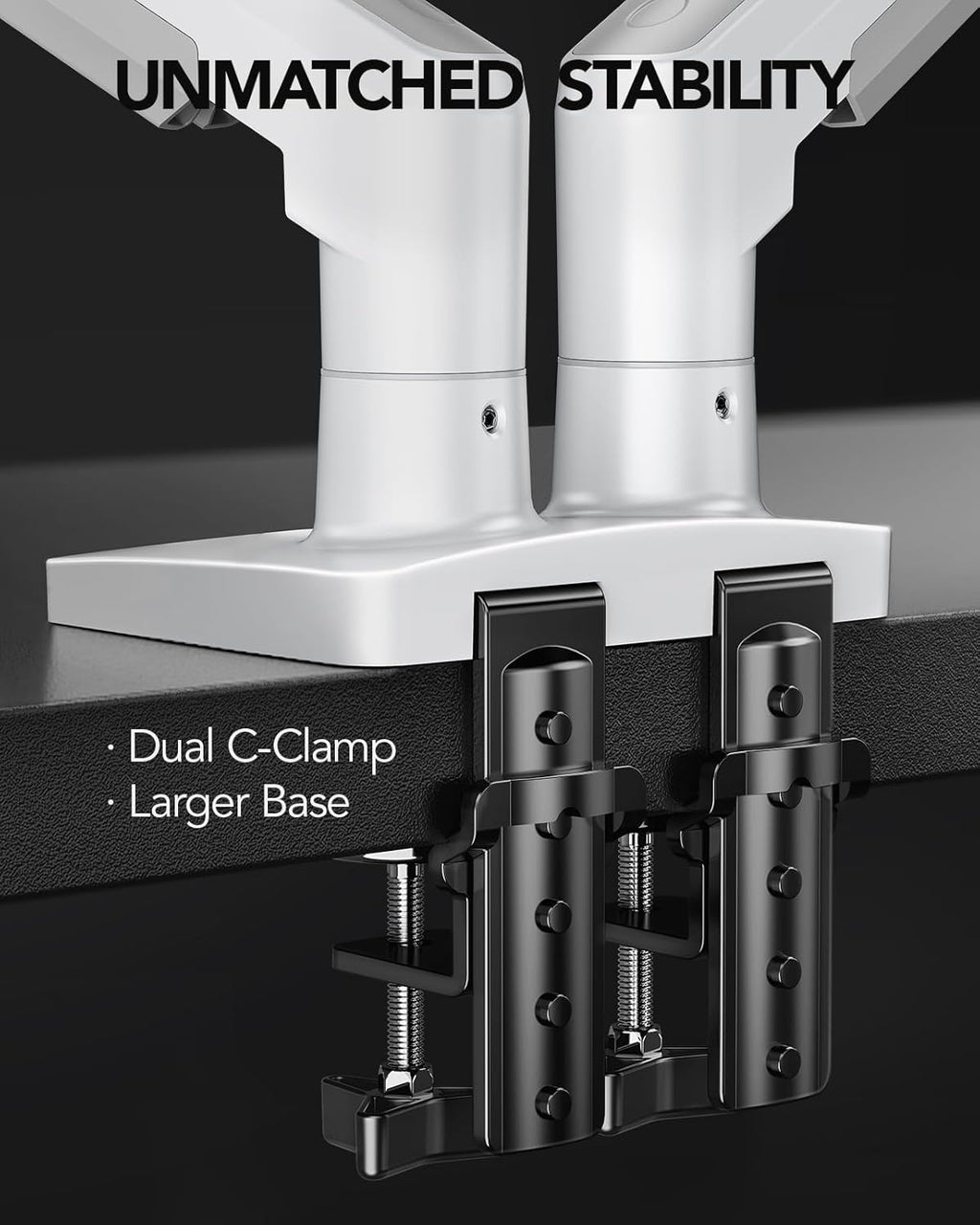 Dual Monitor Stand - Full Adjustable Monitor Desk Mount Swivel Vesa Bracket with C Clamp, Grommet Mounting Base for