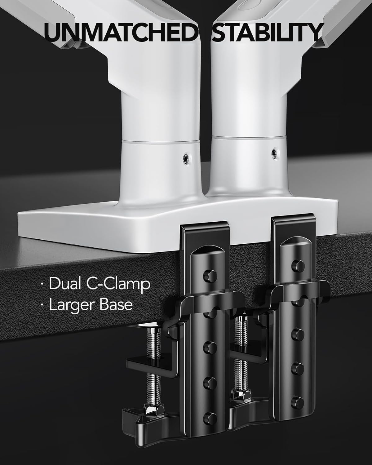 Dual Monitor Stand - Full Adjustable Monitor Desk Mount Swivel Vesa Bracket with C Clamp, Grommet Mounting Base for