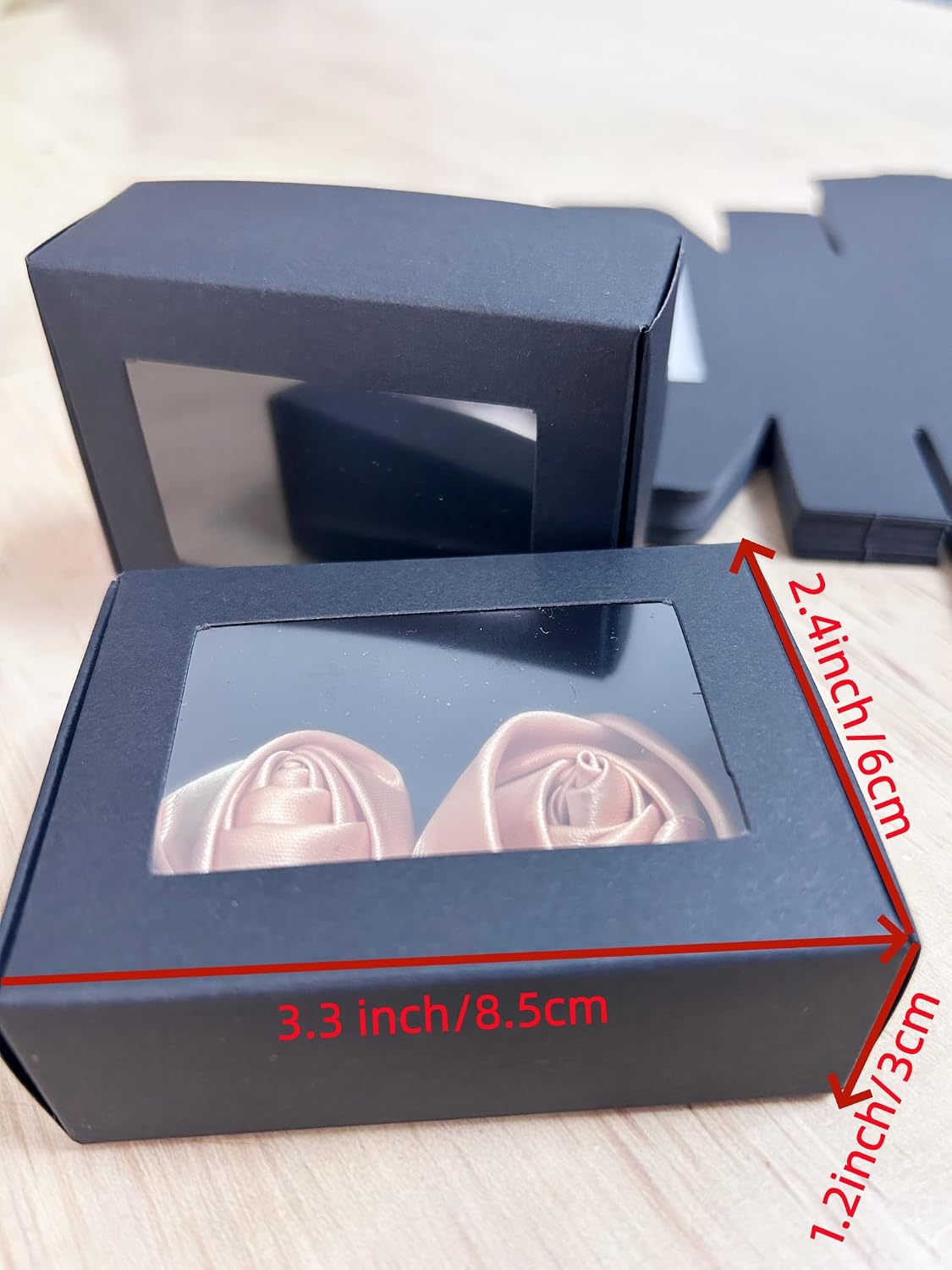 3.3 x 2.4 x 1.2 Inch Kraft Paper Boxes with Window 30pcs Soap Packaging Gift boxes with Window(Black)