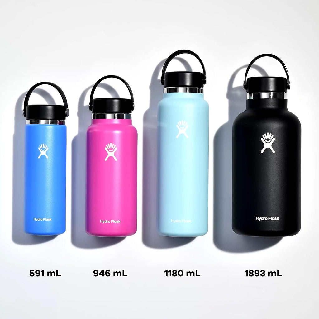 Water Bottle - Insulated Stainless Steel - Wide Mouth FLex Lid, Non Spill, Leakproof and Refillable in 32 Oz Moonshadow