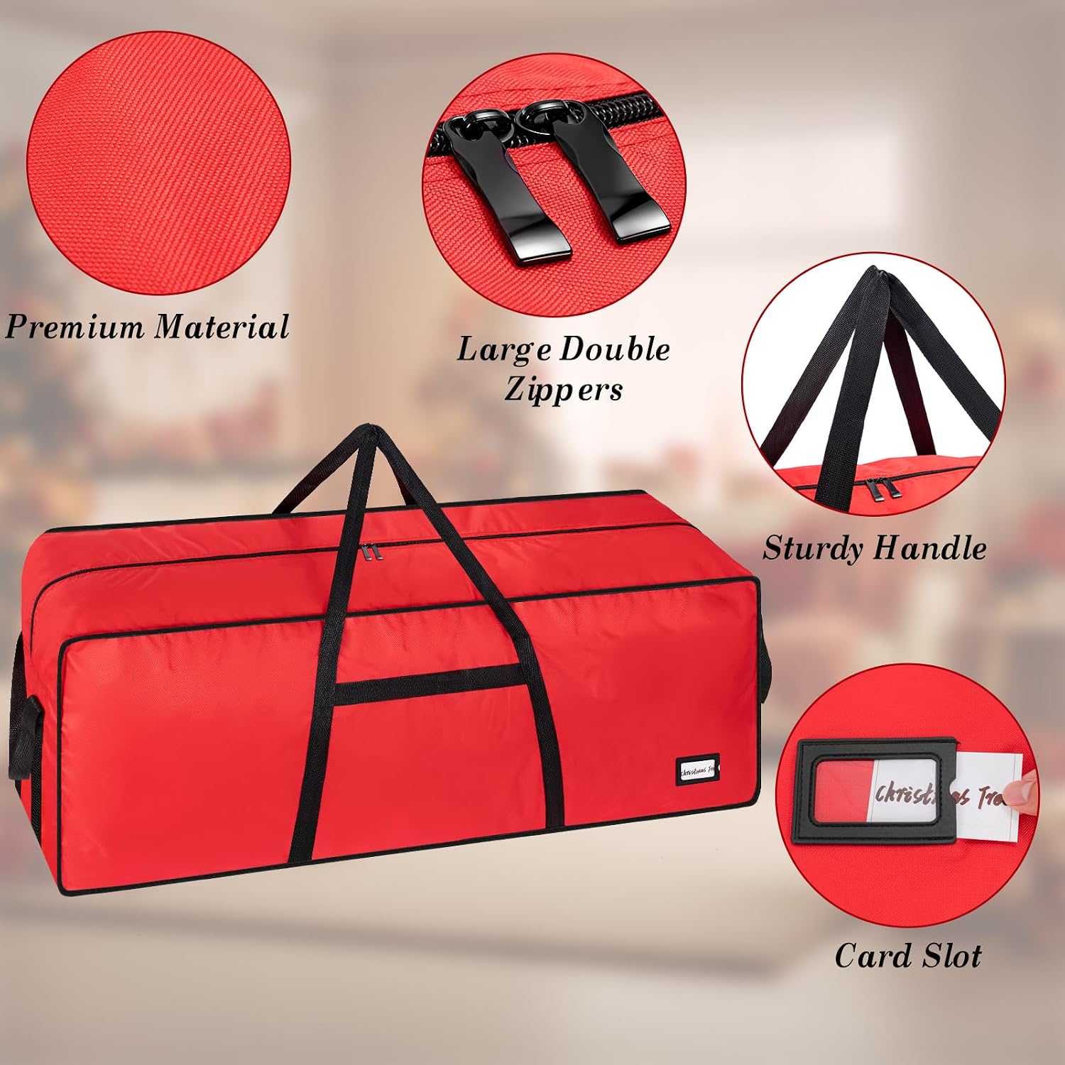9 ft Christmas Tree Storage Bag, Heavy Duty Christmas Tree Bag with Reinforced Handles and Dual Zippers Wide Opening