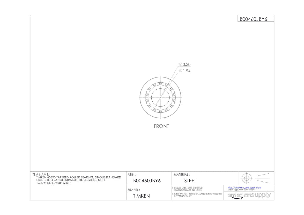 Timken Tapered Roller Bearing Cone - 65390