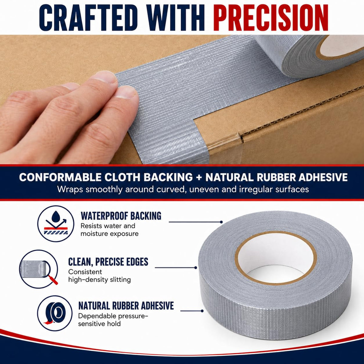 CDT-36 Gray Cloth Duct Tape, 1/2 Inch x 60 Yards