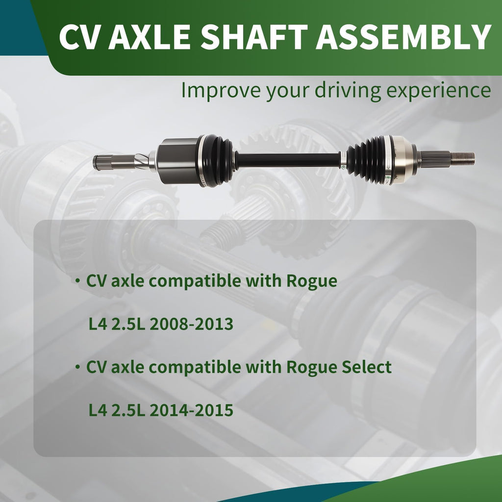 Yunnergo Front Driver CV Axle Compatible with Rogue L4 2.5L 2008-2015