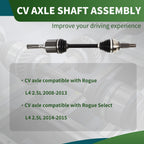 Yunnergo Front Driver CV Axle Compatible with Rogue L4 2.5L 2008-2015