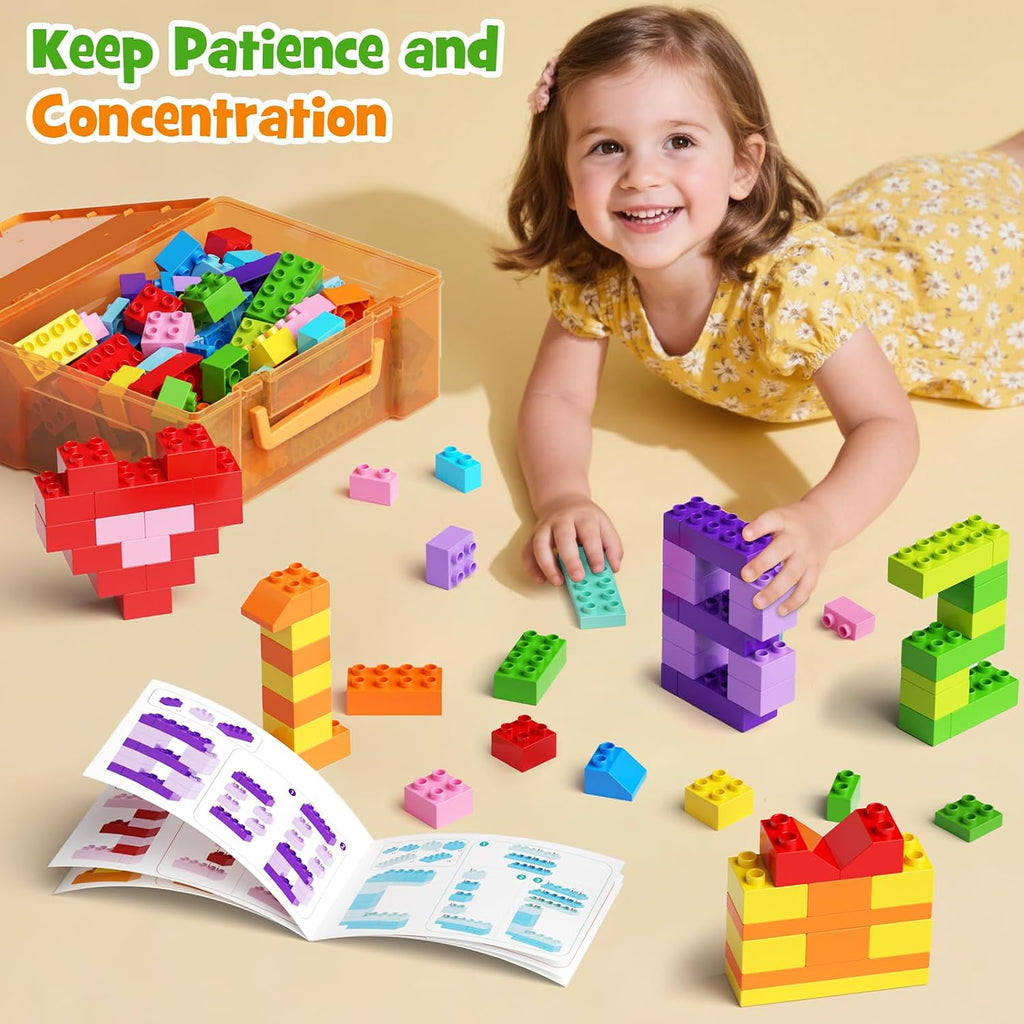 Building Blocks Set with Storage Box & Base Plate - 97PCS STEM Toys for Toddlers, Kids Ages 3+, Compatible with Major