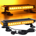 LED Strobe Flashing Light Bar with Magnetic Base, Amber | Aluminum Double Side 30 LED Emergency Hazard Warning Beacon