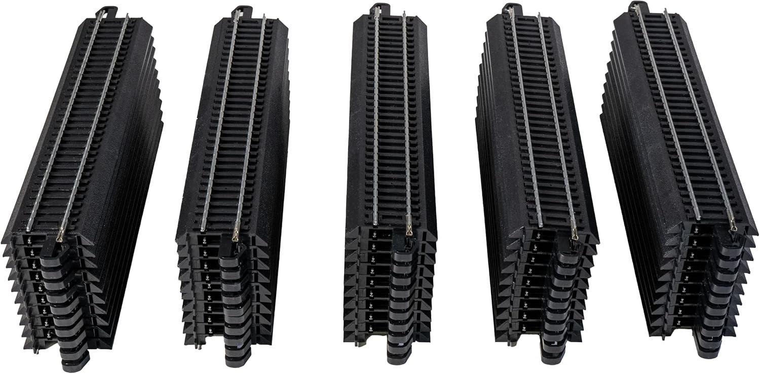 Trains 9" Straight Track Bulk 50Pk Steel Alloy - Roadbed HO Scale | Snap-Fit E-Z Track, 9” Straight Track - Bulk (50