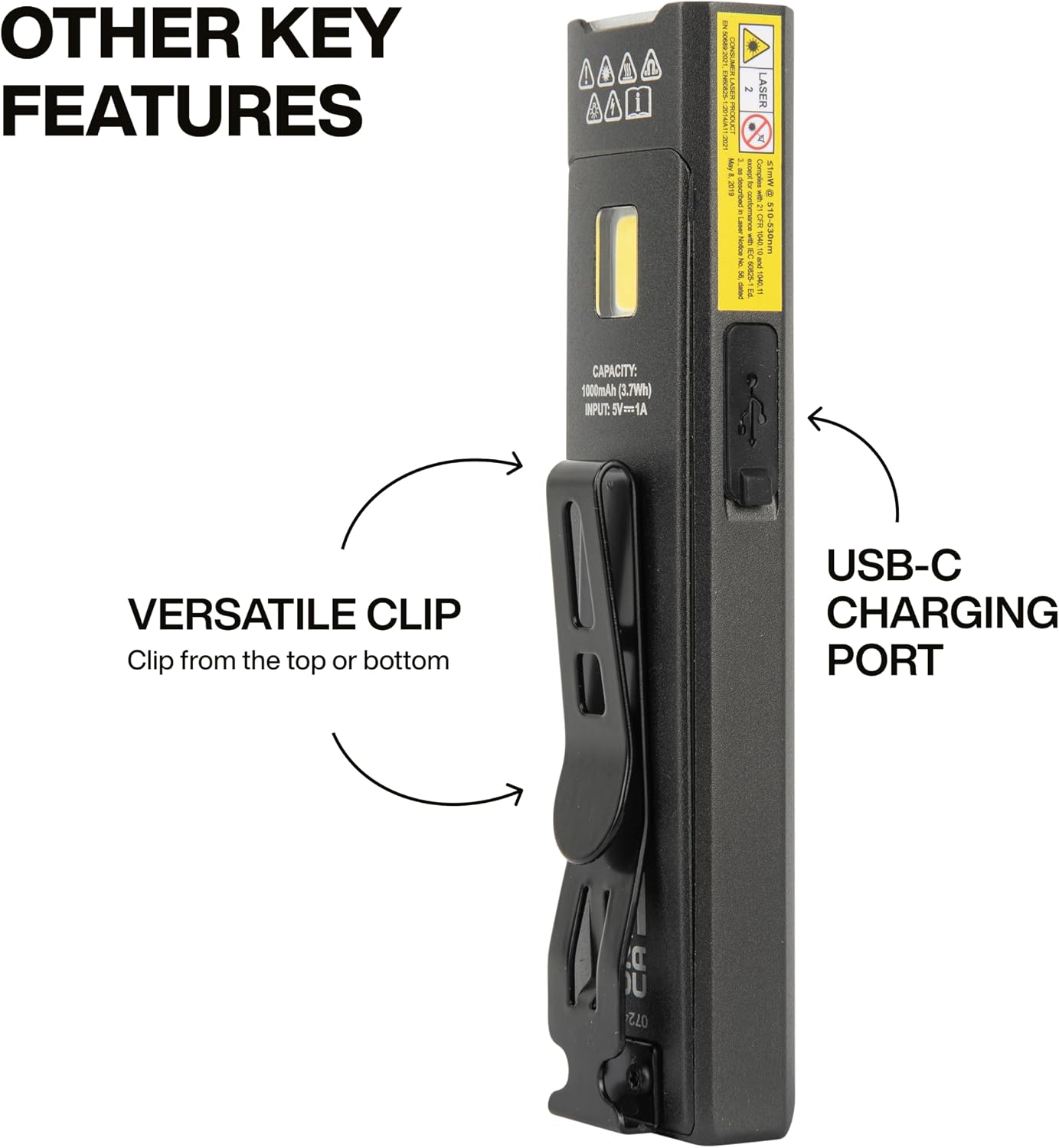 KLEIN TOOLS 56074 EDC Pocket Flashlight with Green Laser, Three Brightness Modes up to 1000 Lumens with Turbo Mode