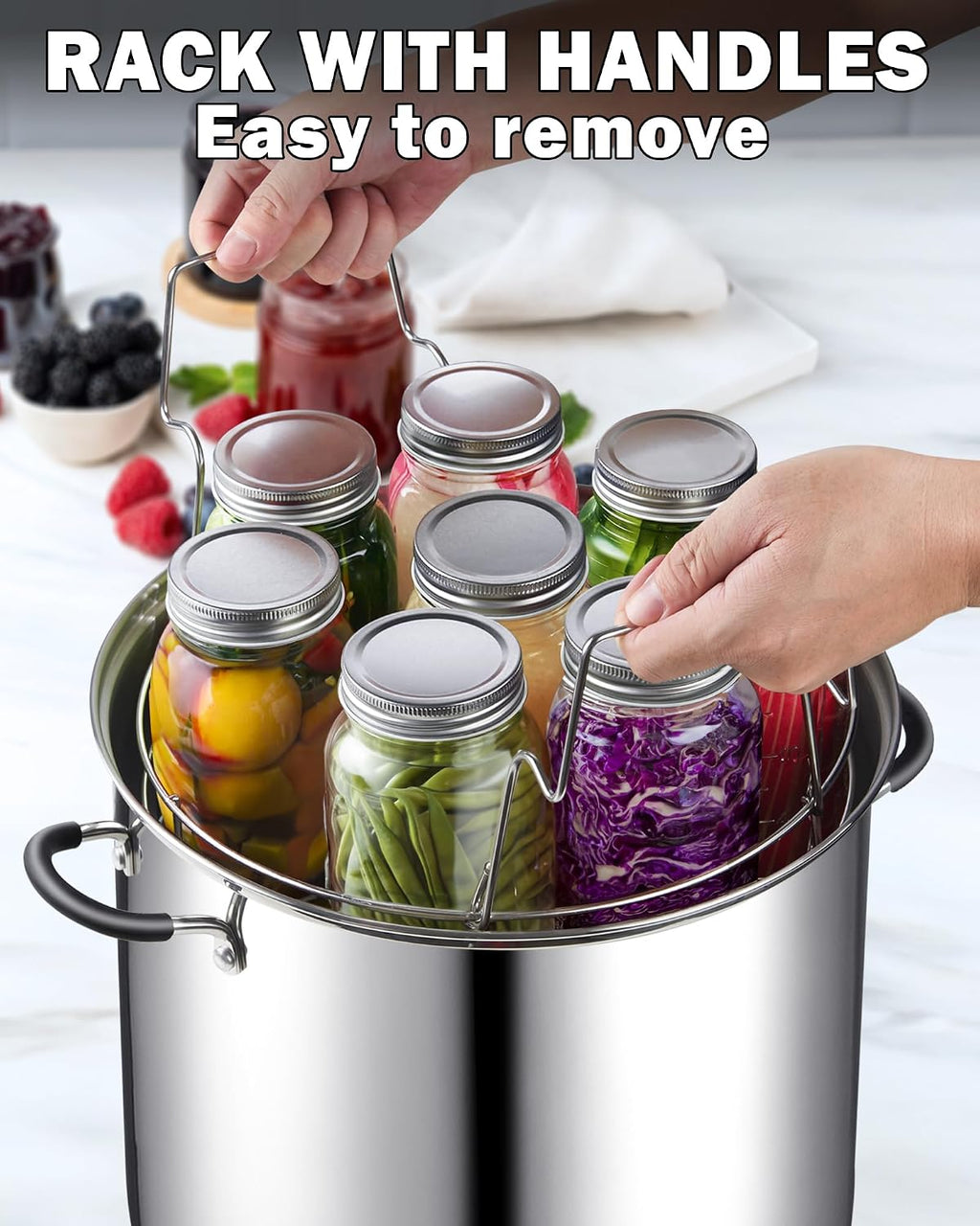 12-inch Canning Rack, 2 Pack, Stainless Steel Steamer Jar Rack Kit for Regular Wide Mouth Mason Ball Jars, Holds 8
